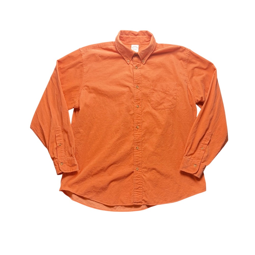 Brooks Brothers Shirt Mens XL Orange Cotton Corduroy Button Down Long Sleeve